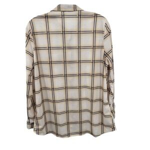 Doublju Women Sz XL Cozy Soft Button Down Plaid Knit Long Sleeve Blouse Shirt